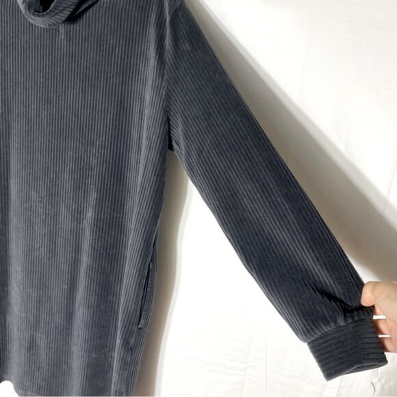 Joe Fresh Dark Grey Corduroy Cozy Oversized Hoodie Dress Tunic L - Picture 12 of 15